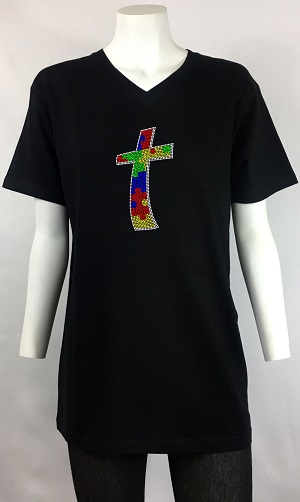 autism cross v-neck men